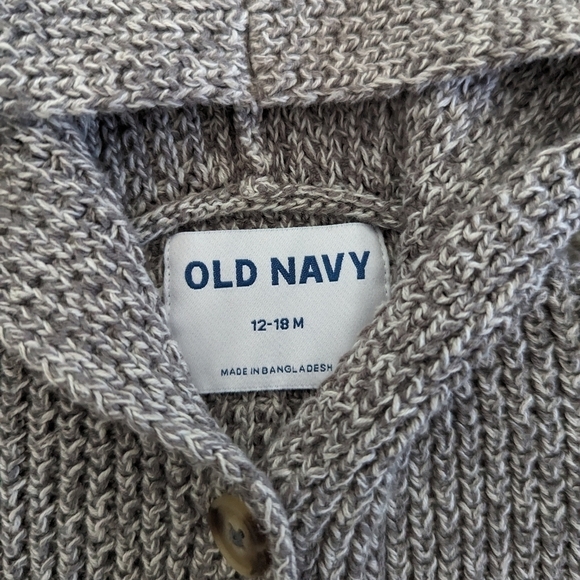 OLD Navy Gray Knit Sweater hoodie cardigan cotton 12-18 months unisex - Picture 2 of 4